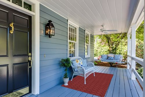 Garland Rug Sparta 4 ft. x 6 ft. Area Rug Chili Red in Light Blue Patio
