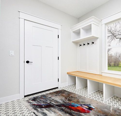 Christmas Area Rug 5 x 8, Washable Bedroom Rug Non-Slip Kitchen Rugs Non Shedding Floor Cover Mat Runner Rug for Living Room Dining Room Outdoor Carpet Winter Red Birds Abstract Painting in White Modern Entryway