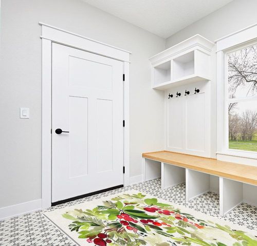 Christmas Area Rug 5 x 8, Washable Bedroom Rug Non-Slip Kitchen Rugs Non Shedding Floor Cover Mat Runner Rug for Living Room Dining Room Outdoor Carpet Pine Needles Seasonal Winter Leaves Plant in White Modern Entryway