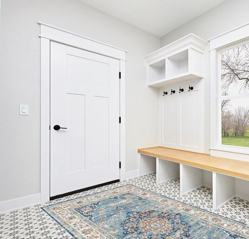 VK VK·LIVING Washable Rug, 5'x7' Stain Resistant Washable Rug, Machine Washable Rug with Non-Slip,Vintage Bohemian Area Rug for Living Room Bedroom Dining Home Office Area Rug (Blue, 5'x7') in White Modern Entryway