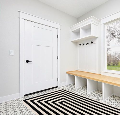 Abani Contemporary Black & Ivory 5'3" x 7'6" Area Rug, Contrasting Geometric Modern Stripe Symmetrical Living Room Carpet Rugs in White Modern Entryway