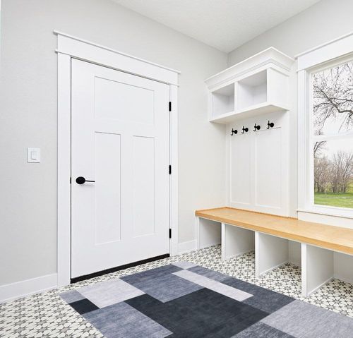 RUGSREAL Washable Rug for Living Room Low-Pile Non-Slip Throw Carpet Contemporary Morroccan Area Rug for Home Office, 5' x 8' Grey in White Modern Entryway