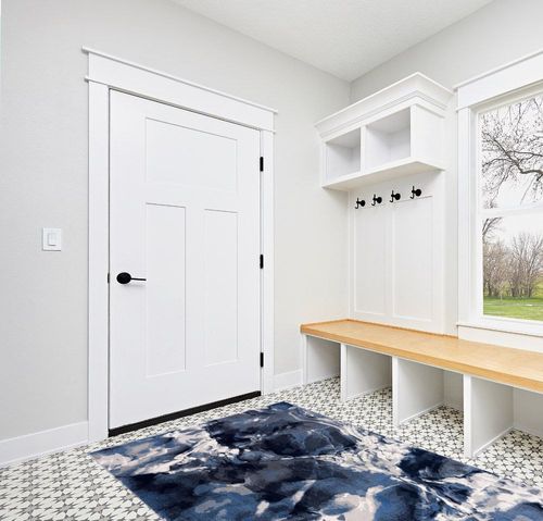 Abani Rugs Contemporary Blue & Grey Marble Ice Design 5’3” x 7’6” (5'x8') Area Rug - Modern Swirl Watercolor Non-Shedding Bedroom Rug in White Modern Entryway