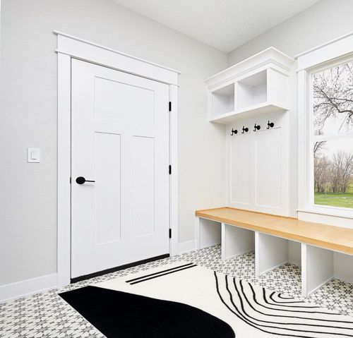 Safavieh Rodeo Drive Collection Area Rug - 5' x 8', Ivory & Black, Handmade Mid-Century Modern Abstract Wool, Ideal for High Traffic Areas in Living Room, Bedroom (RD860B) in White Modern Entryway