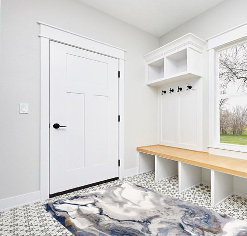 Abani Rugs Abstract Design 5’3” x 7’6” (5'x8') Bedroom Rug - Grey, Brown & Blue Modern Multi-Dimensional Non-Shedding Area Rug in White Modern Entryway