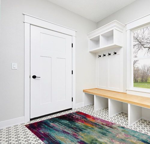 Unique Loom Chromatic Collection Modern Colorful & Vibrant Abstract Area Rug for Any Home Décor, 5 ft x 8 ft, Multi/Light Blue in White Modern Entryway