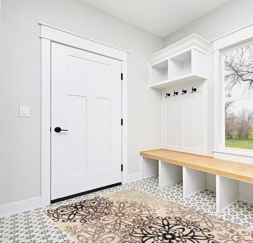SUPERIOR Indoor Large Area Rug for Bedroom, Living/Dining Room, Entryway, Office, Farmhouse Aesthetic Floor Throw, Modern Floral Geometric Decor, Jute Backing, Leigh Collection, 5' x 8', Beige in White Modern Entryway