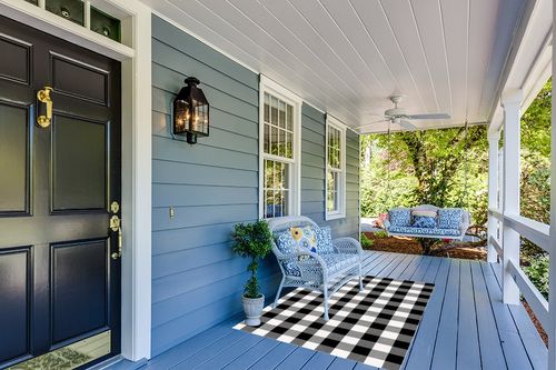 Buffalo Plaid x Rug Inch for Layered Hello Door Mats Washable Black and White Checked Outdoor Rugs Carpet Front Entryway (Black White, 48 x 72 Inch) in Light Blue Patio