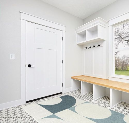 Abani Deco Collection Area Rug -Cream/Green Modern Geometric Design -5'3" x 7'6" - Easy to Clean - Durable for Kids and Pets - Non-Shedding - Medium Pile - Soft Feel -for Living Room, Bedroom & Office in White Modern Entryway