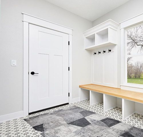 5x7 Contemporary are Rug in Grey - Blue for Living Room and Bedroom: Modern, Geometric Design, Non-Slip, Washable, Perfect for Dining Room, Big and Stylish Home Carpet, Ideal for Any Space in White Modern Entryway