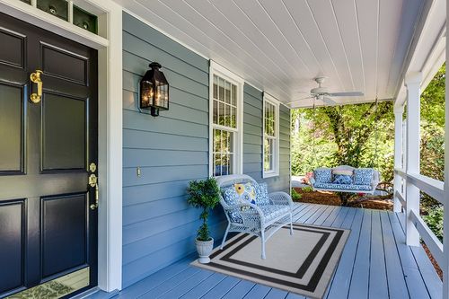 Playa Outdoor Rug - Crease-Free Recycled Plastic Floor Mat for Patio, Camping, Beach, Balcony, Porch, Deck - Weather, Water, Stain, Lightweight, Fade and UV Resistant - Paris- Black & Gray (4'x6') in Light Blue Patio