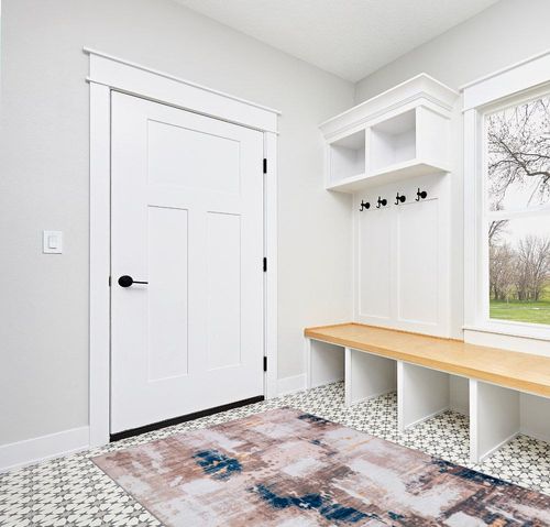 5x7 Abstract Area Rug in Blue & Beige - Indoor Accent Rugs for Living Room, Entryway, Bedroom, Modern Throw Rug, Non-Slip & Machine Washable, Colorful Bedside & Entryway Rugs with Unique Print Design in White Modern Entryway