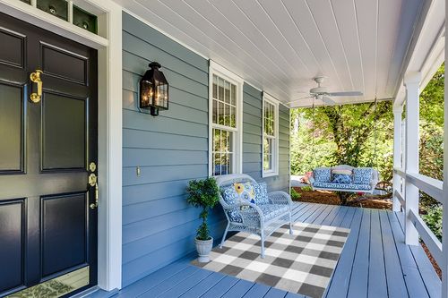nuLOOM Lucy Machine Washable Farmhouse Buffalo Plaid Area Rug, 4x6, Grey in Light Blue Patio