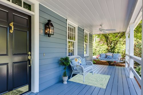 Super Area Rugs Farmhouse Braided Rug Cotton Kitchen Reversible Carpet Light Green & White, 4' X 6' Rectangle in Light Blue Patio