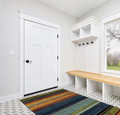 Mohawk Home Rainbow Stripe 5' x 8' Area Rug - Multicolor - Perfect for Living Room, Dining Room, Office in White Modern Entryway