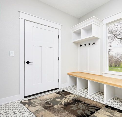 SUPERIOR Indoor Area Rug, Jute Backed, Perfect for Hallway, Entryway, Office, Living/Dining Room, Bedroom, Kitchen, Floor, Modern Floral Patchwork Decor, Pastiche Collection - 5ft x 8ft , Beige in White Modern Entryway