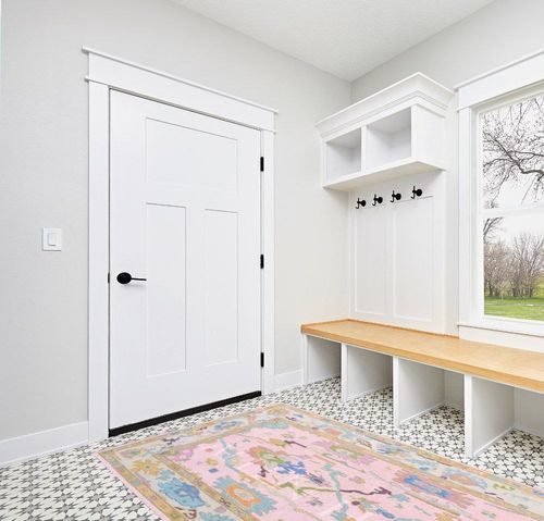 Allen Home Hand Crafted Wool Rugs - Pastel Ushak Area Carpets Suitable for Living Room, Bedroom, Dining Room - Natural Latex Backing with 100% Cotton - Oushak Caroline Pink - 5’ x 8’ in White Modern Entryway