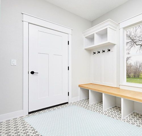 Erin Gates by Momeni Langdon Windsor Blue Hand Woven Wool Area Rug 5' X 8' (LANGDLGD-2BLU5080) in White Modern Entryway