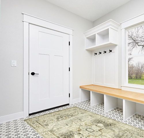 Loloi II Rosette Collection ROS-09 SAGE/Beige, Traditional 5'-0" x 7'-6" Area Rug in White Modern Entryway