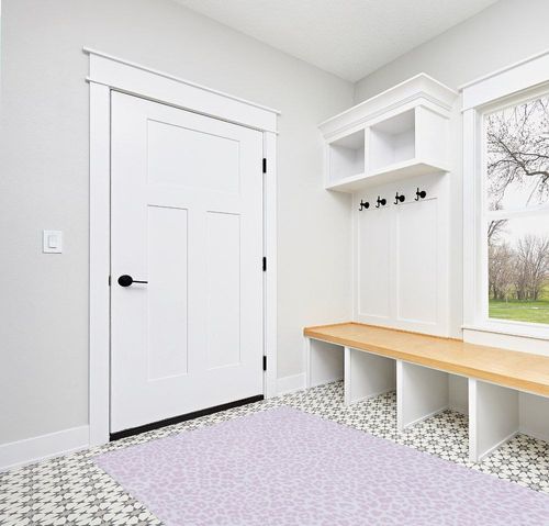 Safavieh Faux Hide Collection Area Rug - 5' x 8', Ivory & Pink, Leopard Rustic Design, Non-Shedding & Easy Care, Machine Washable Ideal for High Traffic Areas in Living Room, Bedroom (FAH505B) in White Modern Entryway