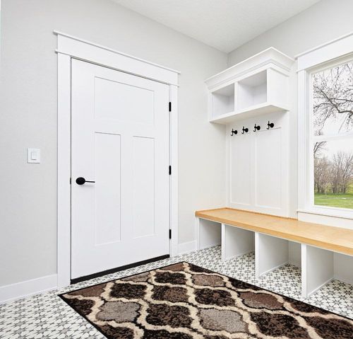 Superior Indoor Large Area Rug, Jute Backed, Perfect for Living/Dining Room, Bedroom, Office, Kitchen, Entryway, Modern Geometric Trellis Floor Decor, Viking Collection, 5' x 8', Chocolate in White Modern Entryway