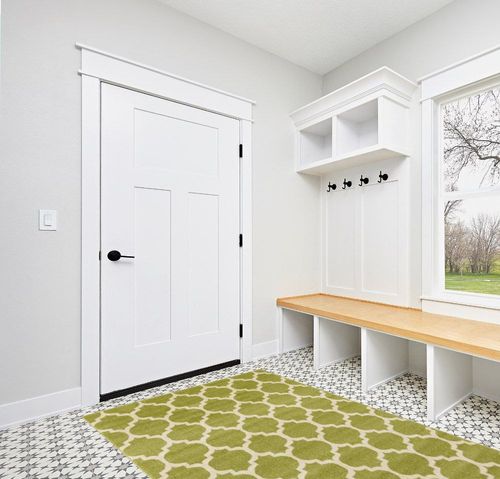 Unique Loom Trellis Collection Area Rug - Philadelphia (5' 1" x 8' Rectangle, Light Green/ Beige) in White Modern Entryway