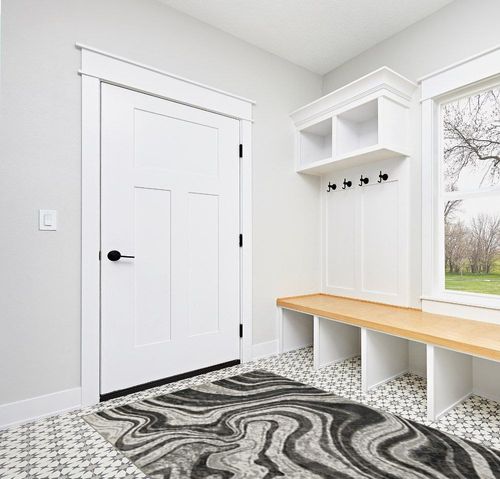 AS Quality Rugs Grey Modern Area Rugs for Living Room, Rug for Bedroom, Washable, Indoor & Outdoor Rug, Stain Resistant, Pet Friendly, Foyer Rugs, Waterproof & Easy to Clean (Medium 5x8) in White Modern Entryway