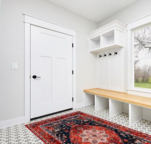 ULTSOFE Area Rugs for Living Room, 5x8 Bedroom Rug, Soft Large Rug Vintage Rug Floor Print Red Accent Rug for Kitchen Dining Room Nursery Home Office, Throw Rug Non-Shedding Washable Rug in White Modern Entryway