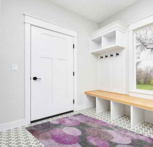 Addison Rugs Chantille ACN556 Red 5' x 7'6 Indoor Outdoor Area Rug, Stain Resistant, Machine Washable, Non Shedding, Bedroom, Living Room, Dining Room, Kitchen Rug in White Modern Entryway