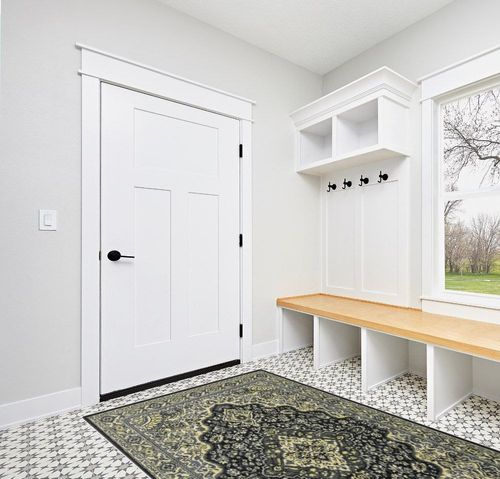 GlowSol Area Rugs 5x8 Persian Vintage Area Rug Large Bedroom Rug Non-Slip Traditional Living Room Rug, Non-Shedding Distressed Medallion Dining Mat Indoor Carpet for Office Entry, Gray 5x8 in White Modern Entryway