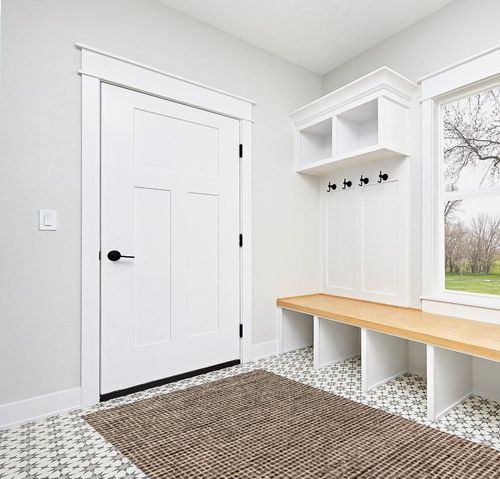 Rugs USA x Arvin Olano Melrose Checked Wool Area Rug - 5x8 Area Rug Farmhouse Brown/Ivory for Living Room Bedroom Dining Room Kitchen in White Modern Entryway