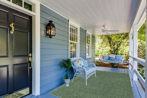 Green Shag Rug 6'x9' in Light Blue Patio