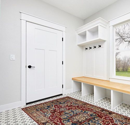 SAFAVIEH Bijar Collection 5'3" x 7'6" Red / Royal BIJ605R Traditional Oriental Distressed Non-Shedding Living Room Bedroom Dining Home Office Area Rug in White Modern Entryway