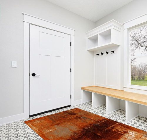 Rectangular Area Rug for Living Room, Bedroom, Burnt Orange Non-Slip Residential Carpet, Kitchen Rugs, Modern Abstract Geometric Art Oil Painted Floor Mat with Rubber Backing 5' x 8' in White Modern Entryway