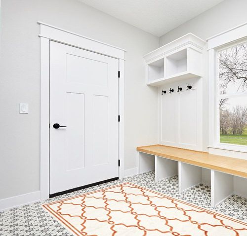 SAFAVIEH Amherst Collection Area Rug - 5'3" x 8', Beige & Orange, Trellis Design, Non-Shedding & Easy Care, Ideal for High Traffic Areas in Living Room, Bedroom (AMT414F) in White Modern Entryway