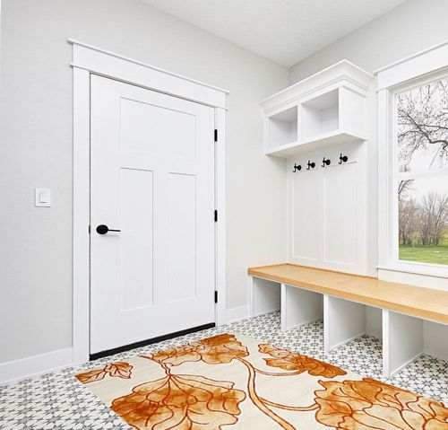 SAFAVIEH Dip Dye Collection 5' x 8' Ivory / Orange DDY683A Handmade Floral Watercolor Premium Wool Area Rug in White Modern Entryway