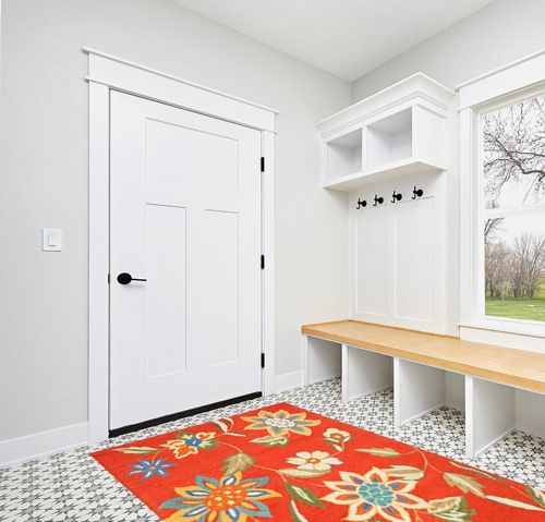 SAFAVIEH Blossom Collection 5' x 8' Rust / Multi BLM673A Handmade Premium Wool Area Rug in White Modern Entryway