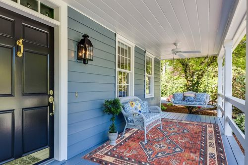 nuLOOM Stella Machine Washable Traditional Tribal Area Rug, 6x9, Rust in Light Blue Patio