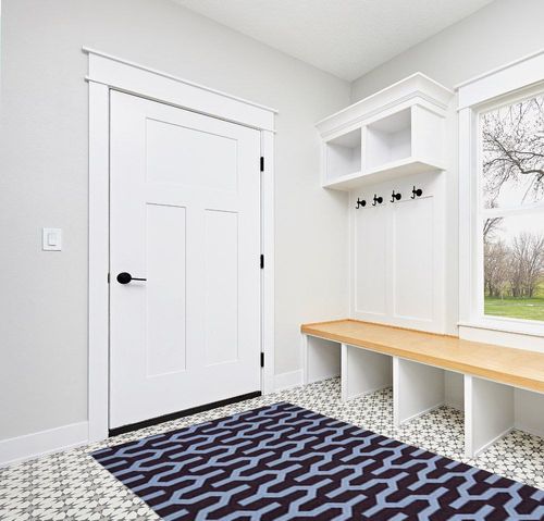 SAFAVIEH Dhurries Collection 5' x 8' Purple / Blue DHU630B Handmade Flatweave Premium Wool Area Rug in White Modern Entryway