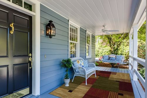 Mohawk Home Alliance Modern Geometric 6' x 9' Area Rug - Red - Perfect for Living Room, Dining Room, Office in Light Blue Patio