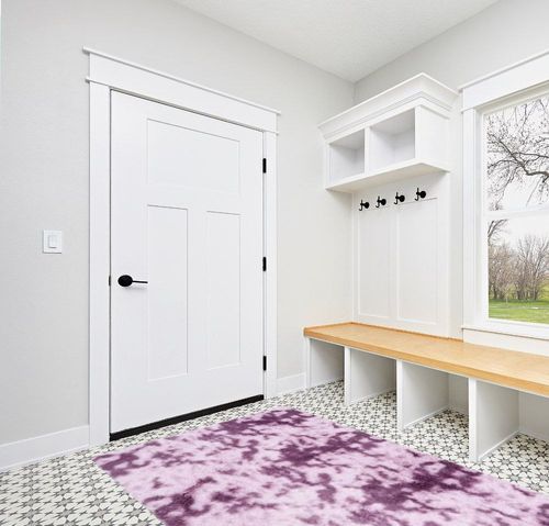 SAFAVIEH Rainbow Shag Collection Area Rug - 5' x 7'6", Purple, Slip Resistant, 1.6-inch Thick, Ideal for The Living Room, Bedroom, Dining Room (RBO100V-5) in White Modern Entryway