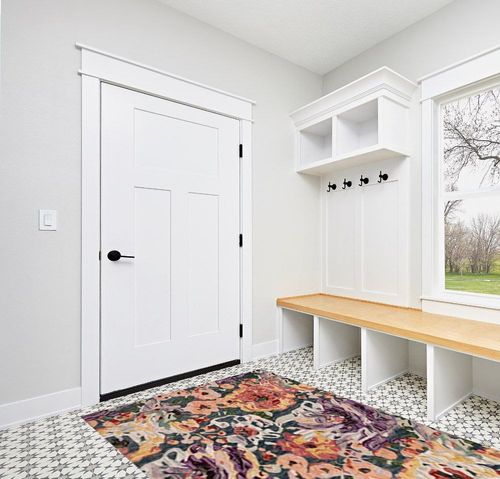 SAFAVIEH Blossom Collection Area Rug - 5' x 8', Blue & Purple, Handmade French Country Floral Wool, Ideal for High Traffic Areas in Living Room, Bedroom (BLM463M) in White Modern Entryway