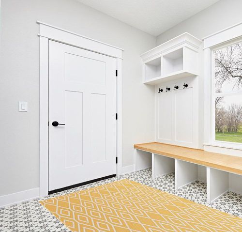 Jill Zarin Outdoor Collection Area Rug - Turks and Caicos (5' 3" x 8' Rectangle Yellow Ivory/Ivory) in White Modern Entryway