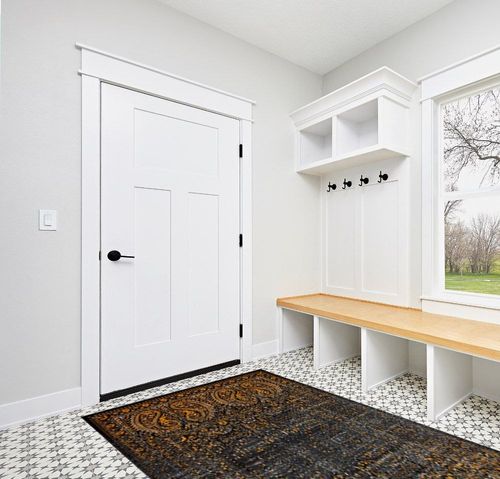 Unique Loom Imperial Collection Paisley, Distressed, Border, Vintage, Modern, Abstract Area Rug, 5 x 8 ft, Black/Orange in White Modern Entryway