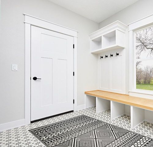Beverly Rug Aztec Outdoor Rugs in White Modern Entryway