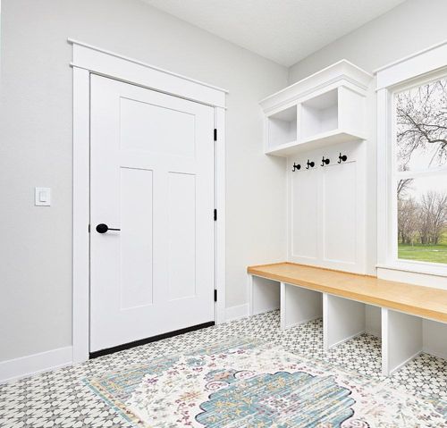 Pajata Light Blue and White Vintage 5X7 Area Rug in White Modern Entryway