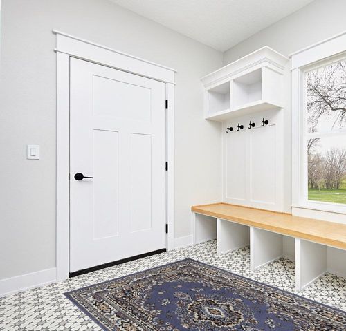 Country Blue Premium Sakarya Fade Resistant, Stain Resistant, Washable Area Rug in White Modern Entryway