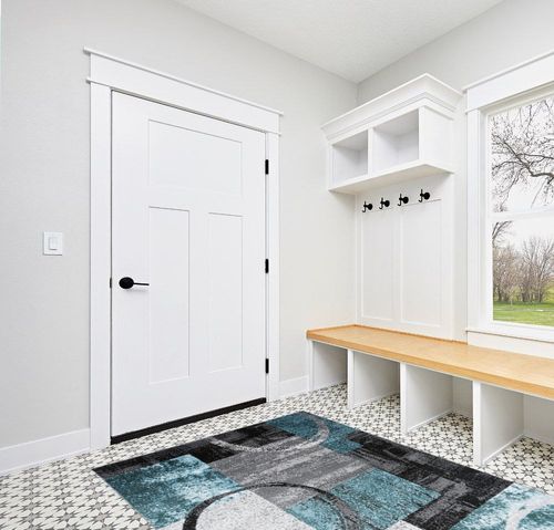 Grey Modern Washable,Stain Resistant Kitchen, Bedroom, Living Room, Home Office, Dining Room Area Rug in White Modern Entryway