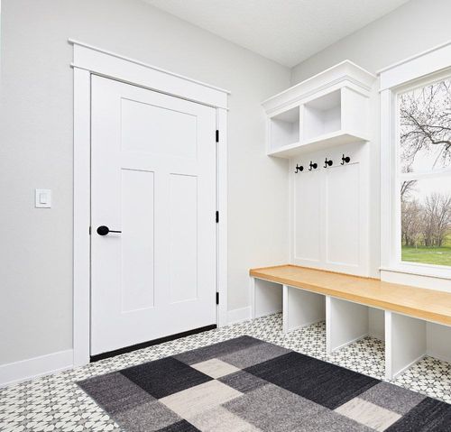 Grey Modern Non Slip Kitchen, Bedroom, Living Room Rug in White Modern Entryway