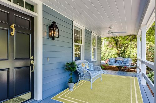 Nourison Essentials Indoor/Outdoor Green Ivory 6' x 9' Area -Rug, Easy -Cleaning, Non Shedding, Bed Room, Living Room, Dining Room, Backyard, Deck, Patio (6x9) in Light Blue Patio